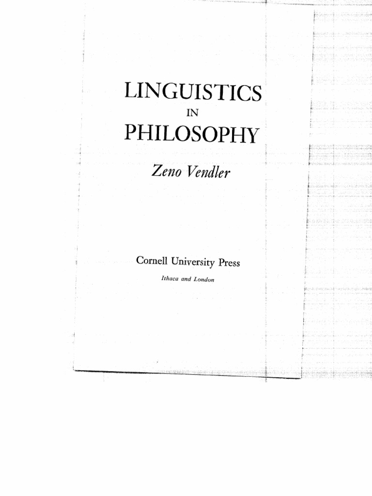 Ebook) Zeno Vendler - Linguistics in Philosophy (1974) | PDF