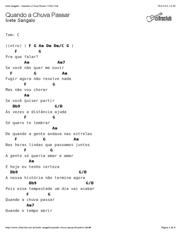 Ivete Sangalo - Quando A Chuva Passar - Cifra Club | PDF