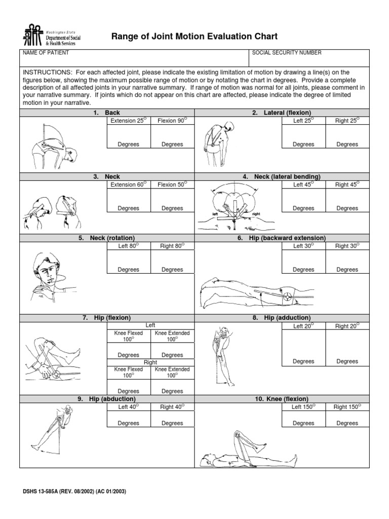 Joint Motion Evaluation Chart | PDF
