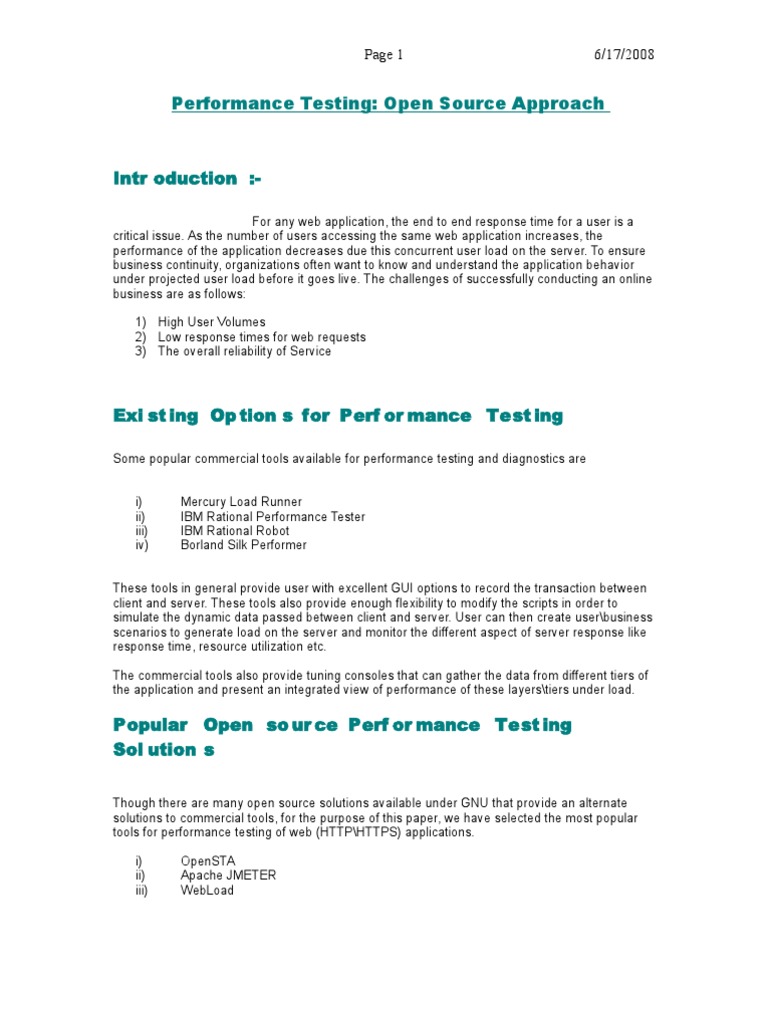 Performance Testing: Open Source Approach | PDF | Http Cookie | Command ...