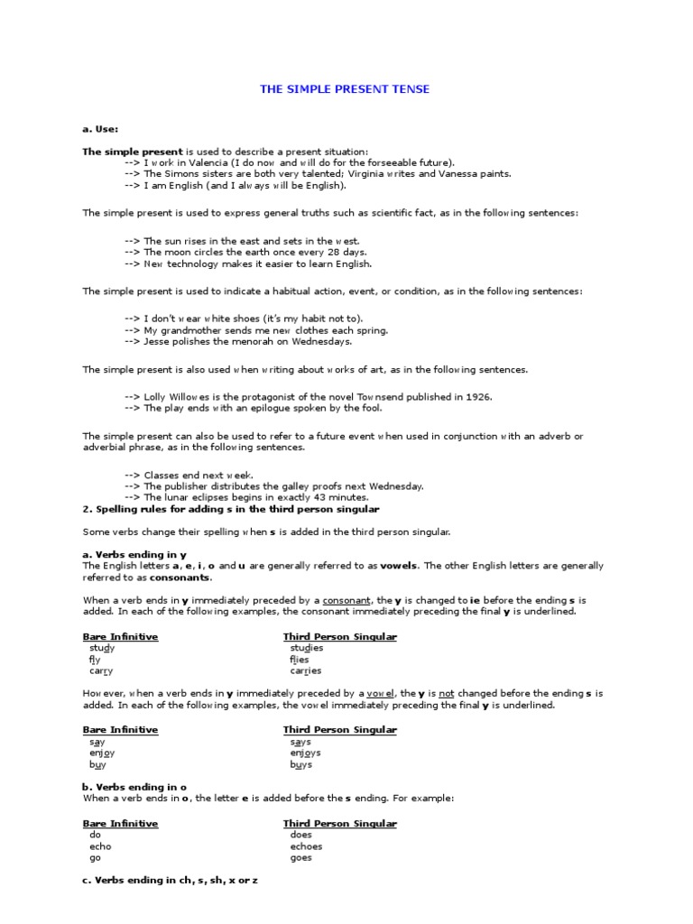 Understanding Simple Present Tense | PDF