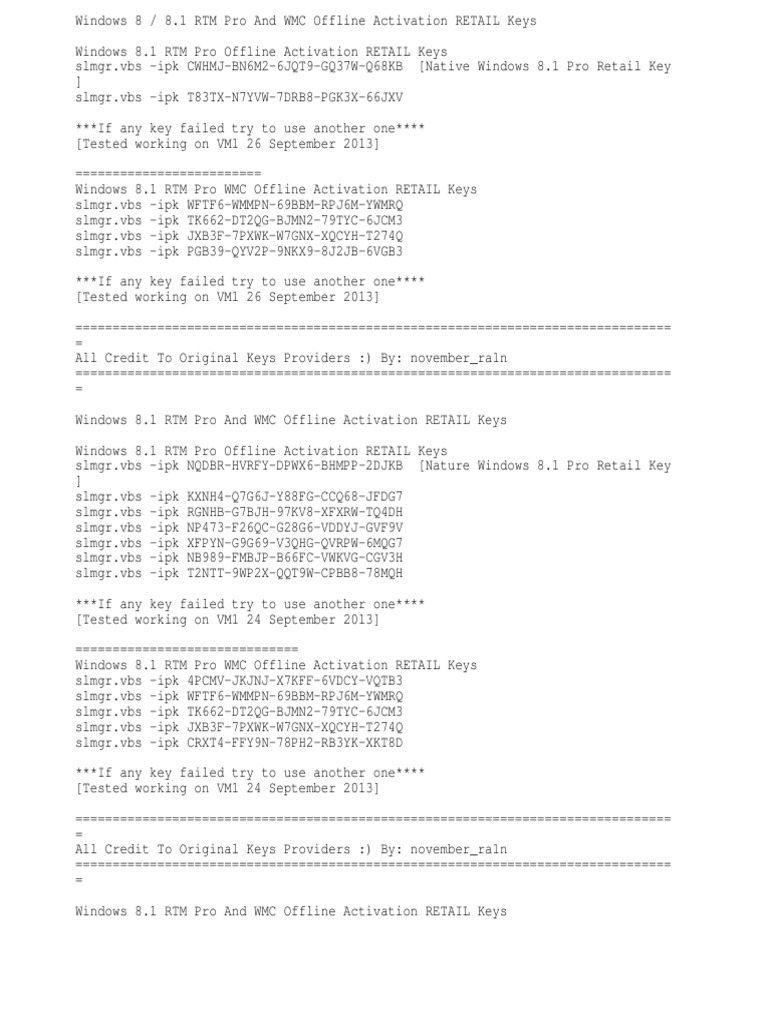 Keys.txt Windows 8.1 Software Release Life Cycle