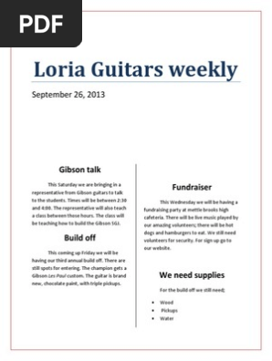 loria newsletter