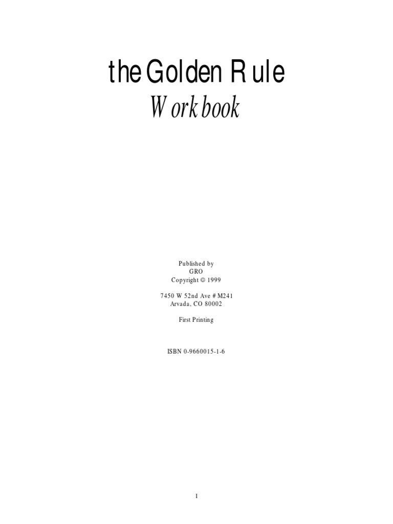 The Golden Rule Workbook by Jon Peniel | PDF | Golden Rule | Love