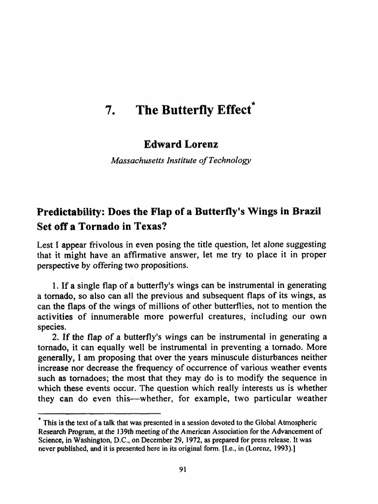 Lorenz The Butterfly Effect PDF Weather Forecasting Weather
