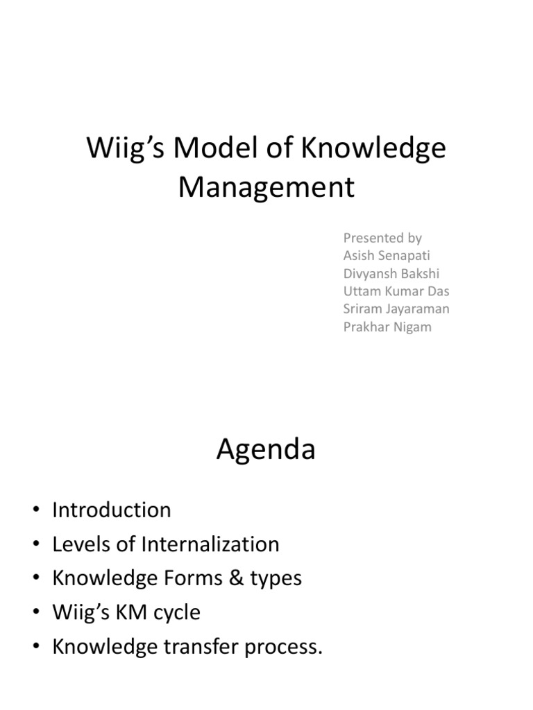 Wiig's Knowledge Management Model Explained | PDF | Expert | Tacit ...
