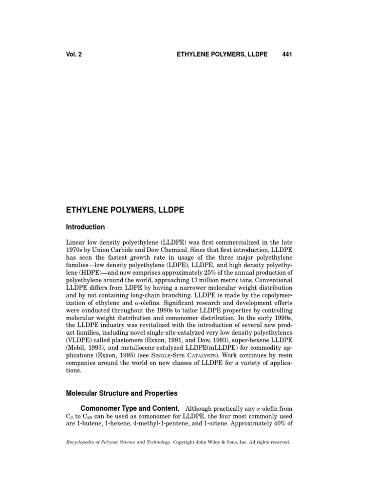 Ethylene Polymers, LLDPE | PDF | Polyethylene | Polymers