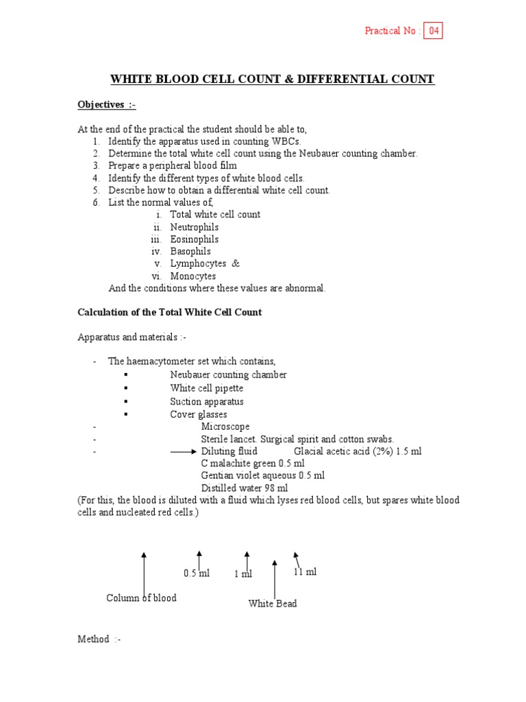 WBC Count and Differential Procedure | PDF | White Blood Cell | Immune ...