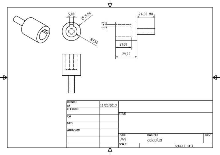 M8 Adapter Drawing Specifications | PDF