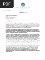 Secretary Lew's Letter to Congress