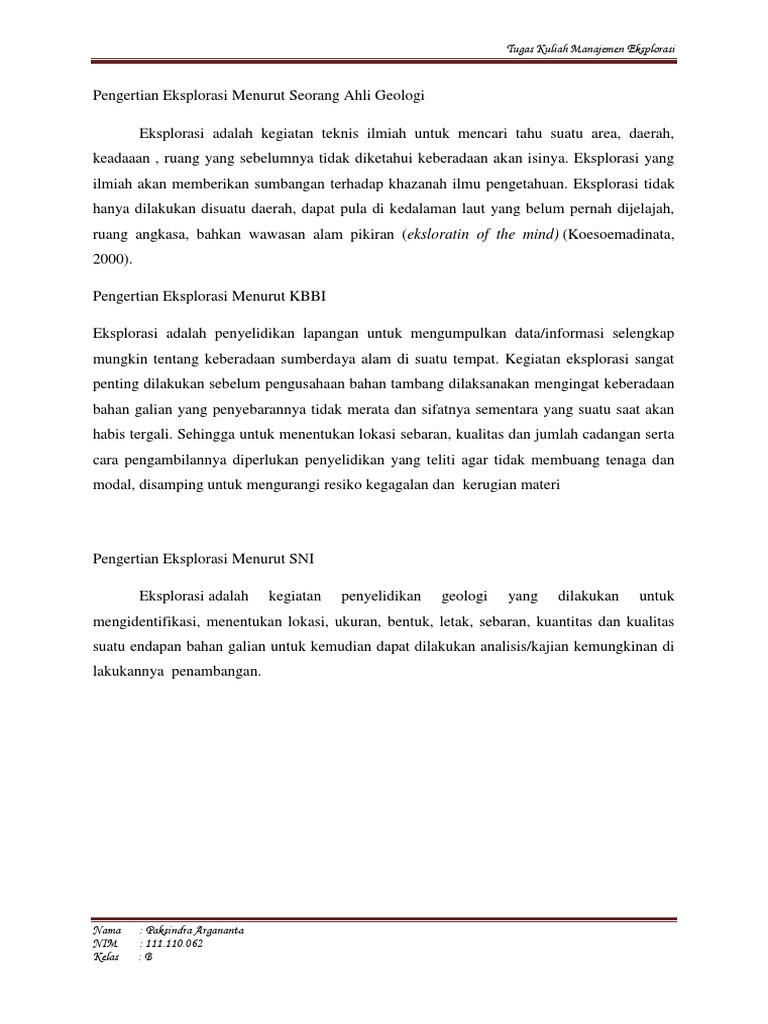 Pengertian Eksplorasi Paksindra Pdf