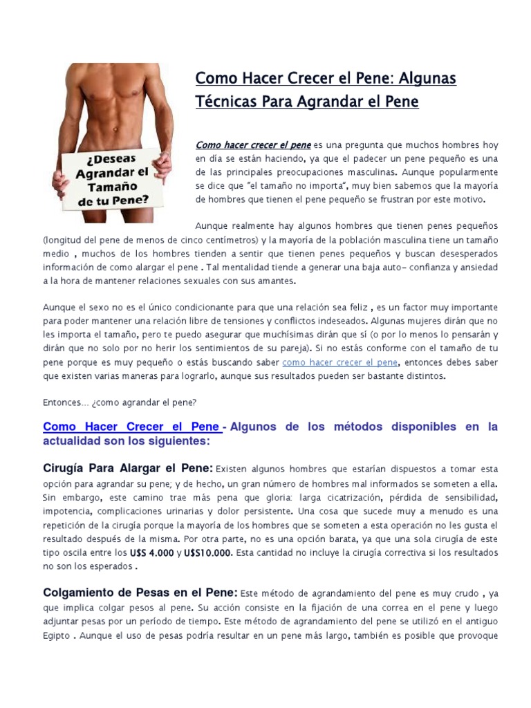 Como Hacer Crecer El Pene Bienestar