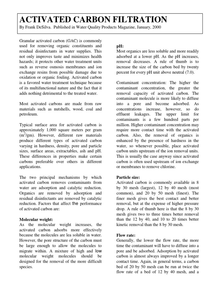 Activated Carbon Filtration Overview | PDF | Adsorption | Chemical ...