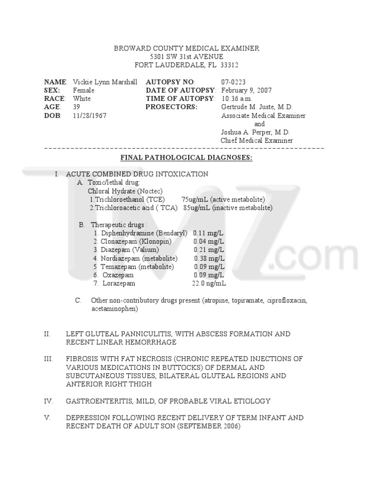 Anna Nicole Smith Autopsy Report Lung Anatomical Terms Of Location