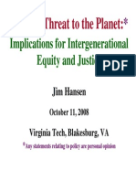 Climate Threat To The Planet:: Implications For Intergenerational Equity and Justice