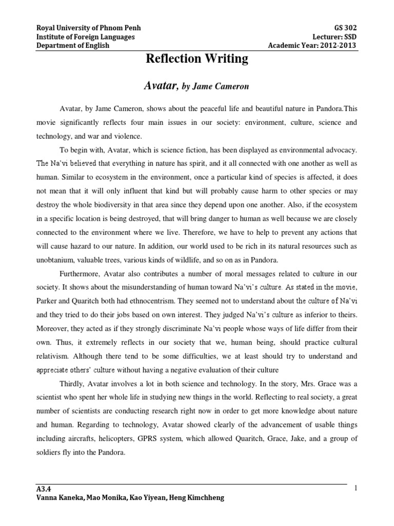 GS Reflection Writing | PDF | Avatar (2009 Film) | Science