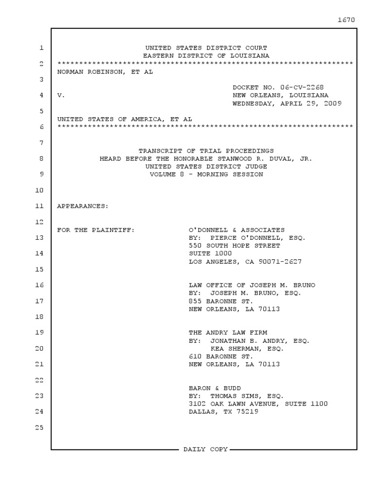 Trial Transcript 2009-04-29 AM | Deposition (Law) | Lawsuit