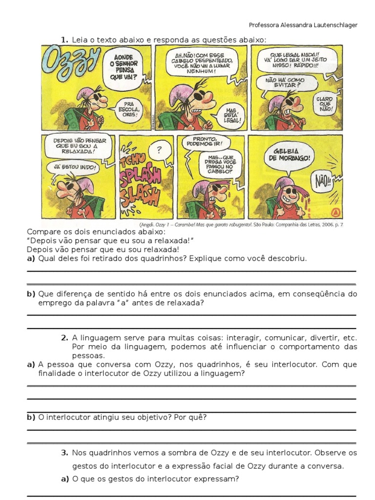 Exercícios - Crônica - Conto - Intertextualidade - Linguagem - Verbal e ...