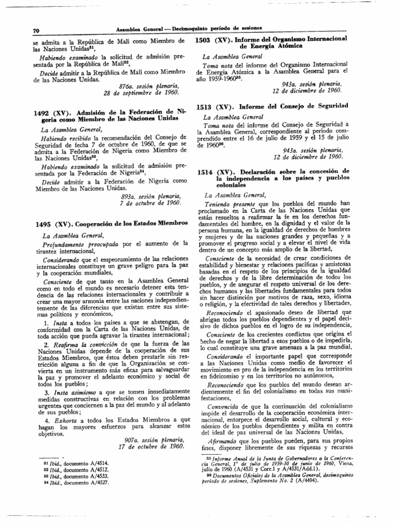 Resolución 1514 ONU | PDF