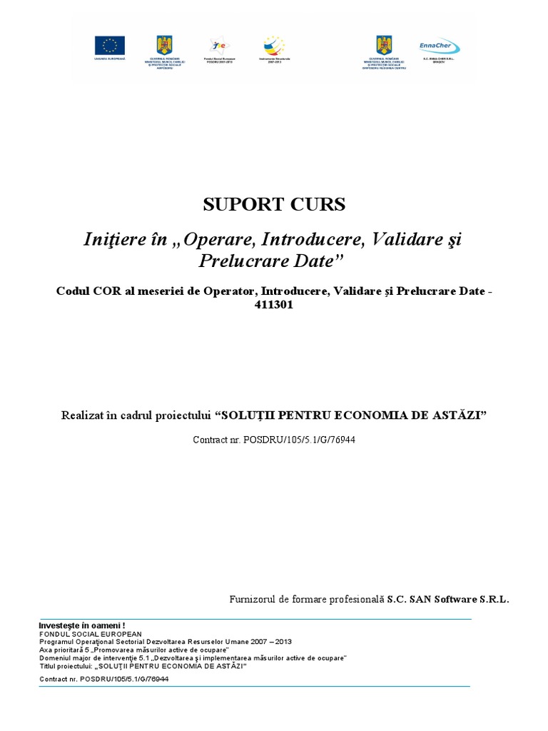 Initiere Operare Validare Introducere Date Total | PDF