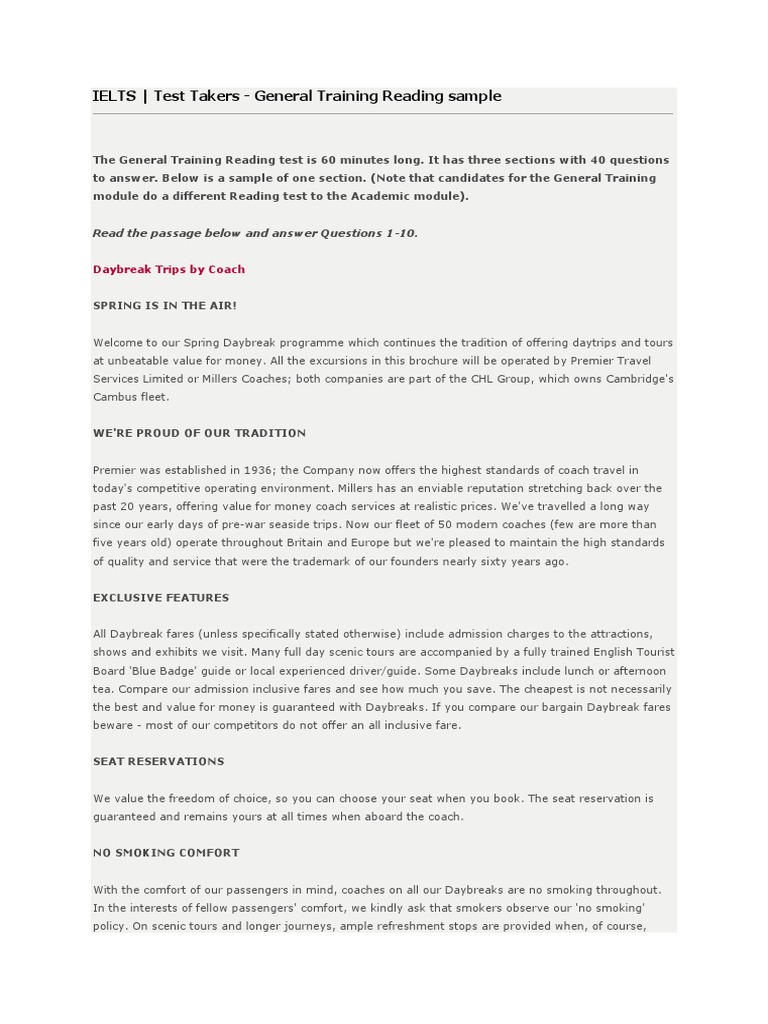 IELTS Reading General | PDF | Cooking, Food & Wine
