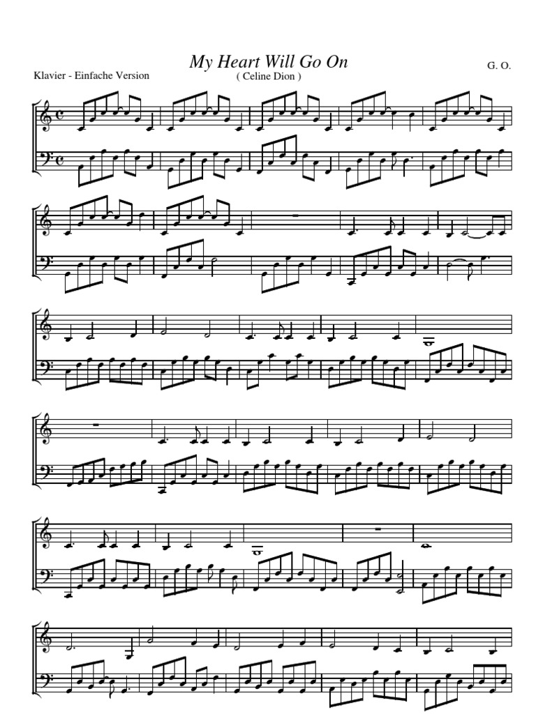 Partitura Titanic My Heart Will Go on Piano