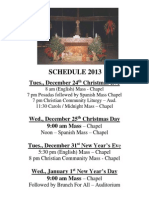 The Shrine of St. Joseph Christmas-New Years Schedule 2013