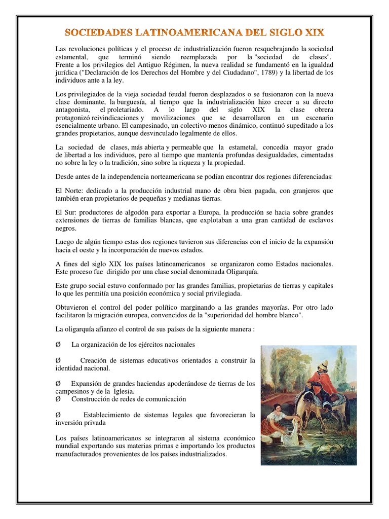 Sociedades Latinoamericana Del Siglo Xix | PDF | America latina | Sociedad