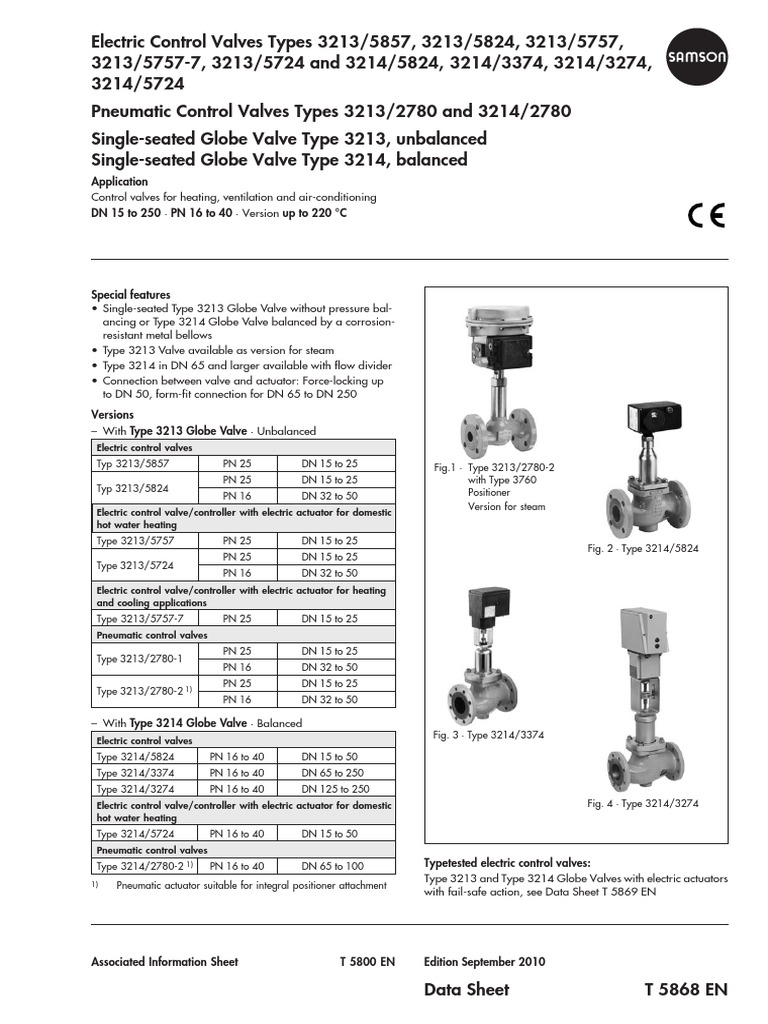 Samson Control Valves Overview 3213/3214 | PDF | Valve | Actuator