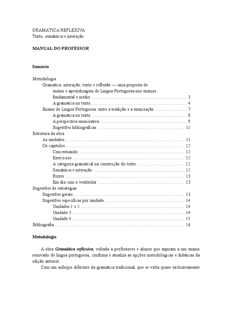 Manual - Gramatica Reflexiva Uso - Professor | PDF