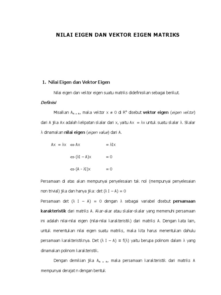 Nilai dan Vektor Eigen Matriks | PDF