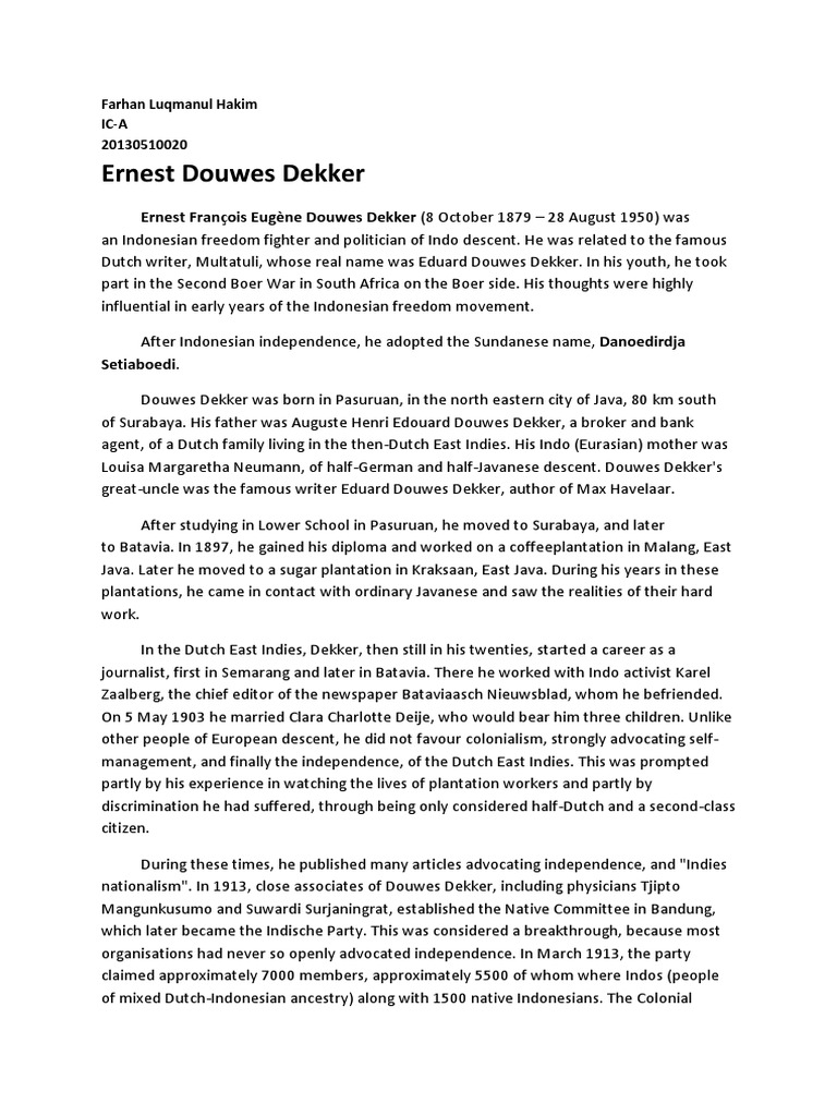 Ernest Douwes Dekker PDF Indonesia Indonesian People