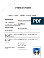 Employment Application Form: Socialist Republic of Vietnam Happy - Independence - Freedom