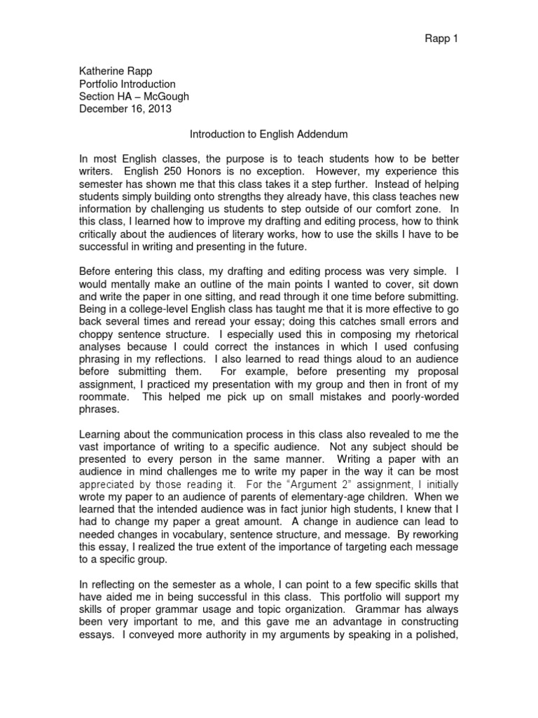 portfolio intro Essays English Language