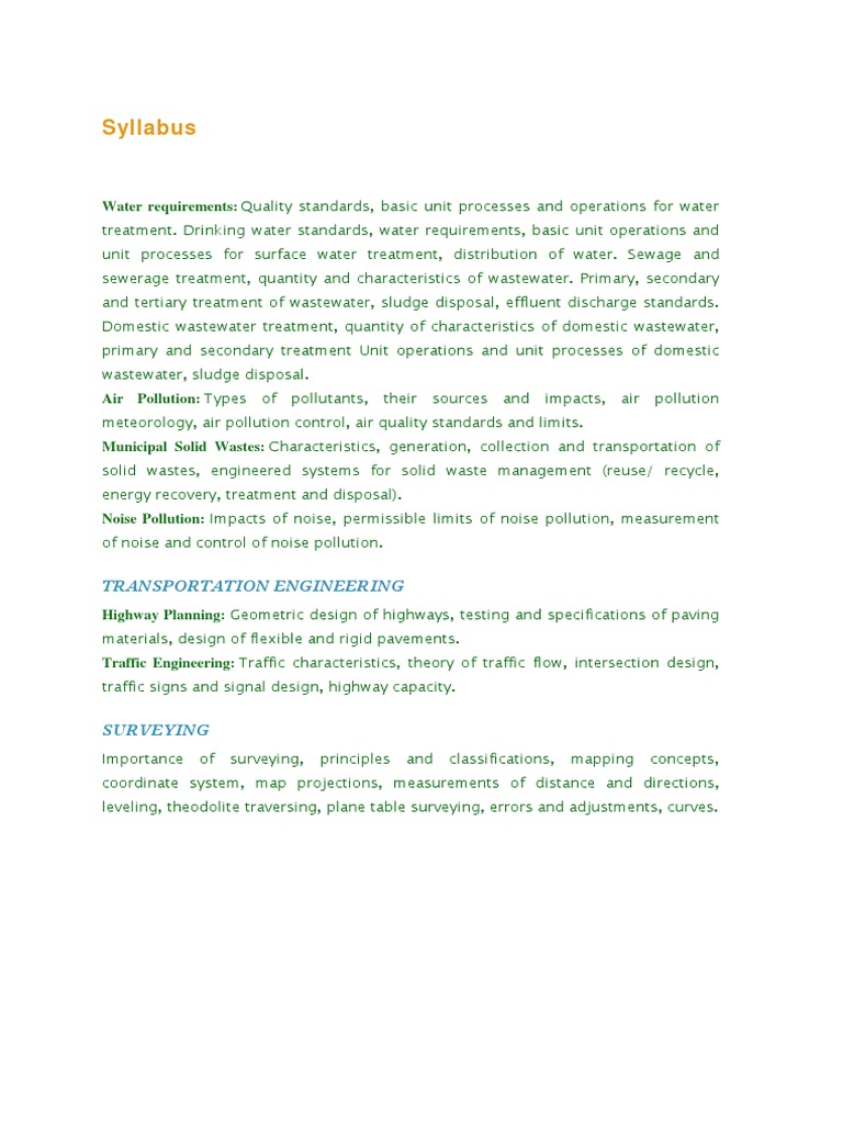 Water and Waste Management Syllabus | PDF