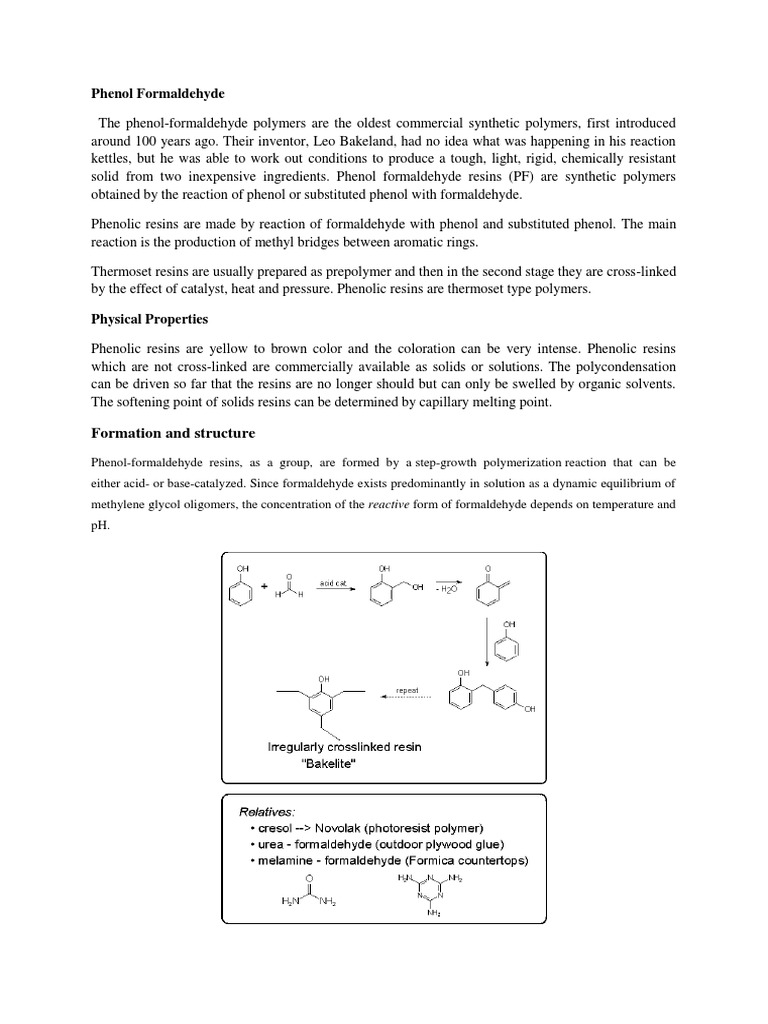 Phenol Formaldehyde Amorphous Solid Polymers