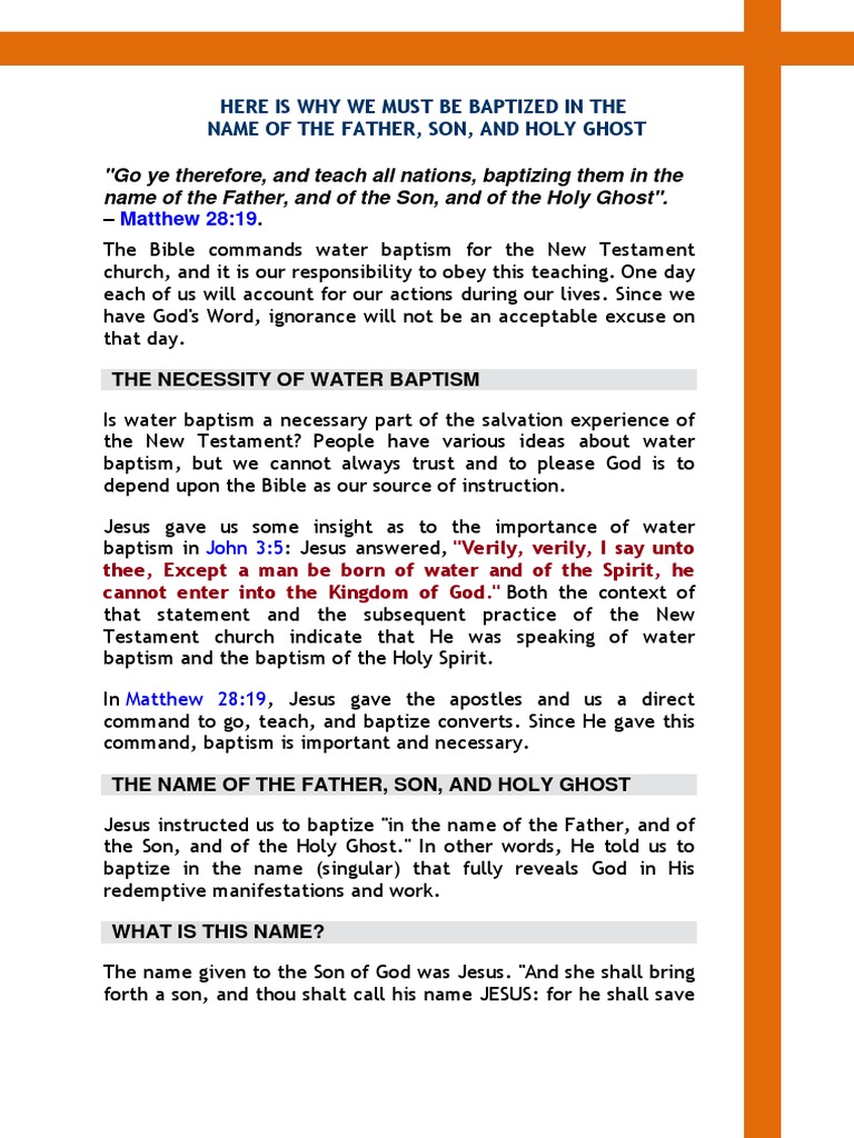 Baptism in Whose Name? | PDF | Baptism | Acts Of The Apostles