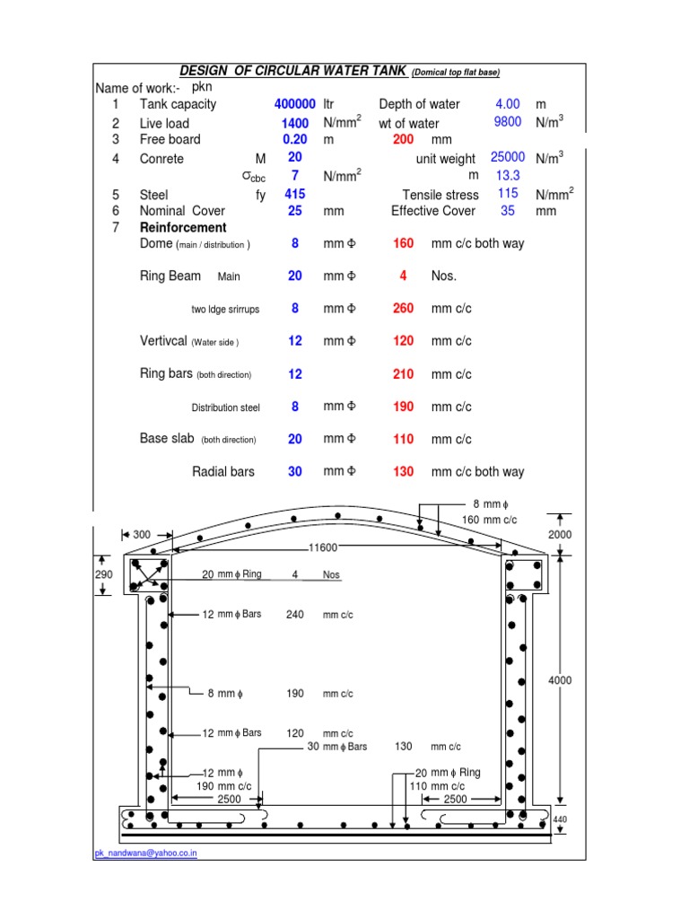 Circular Water Tank Design Details | PDF | Beam (Structure) | Civil ...