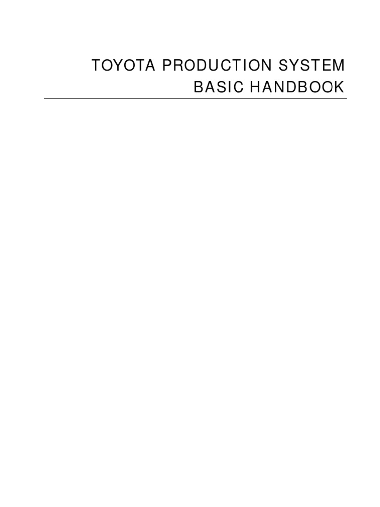 Toyota Production System (TPS) BASIC HANDBOOK | PDF | Lean ...