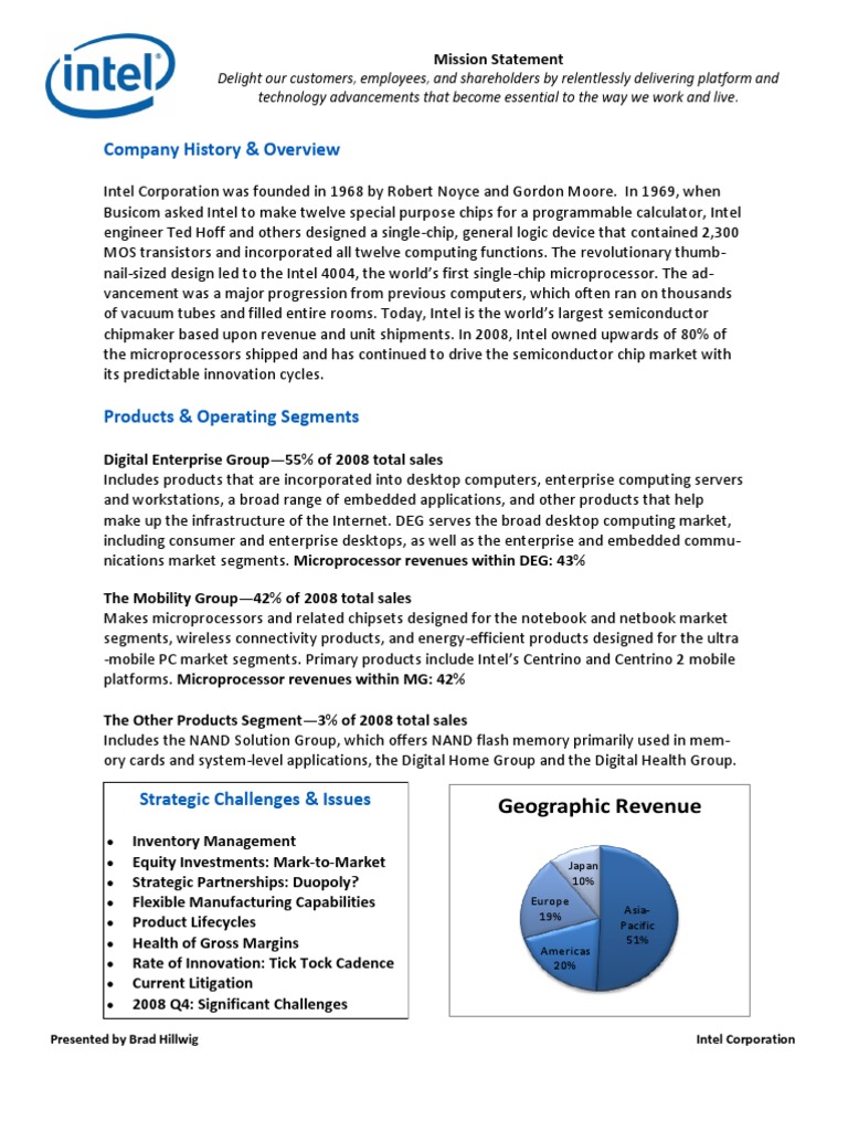 Intel Corporation Company Overview | PDF | Intel | Microprocessor
