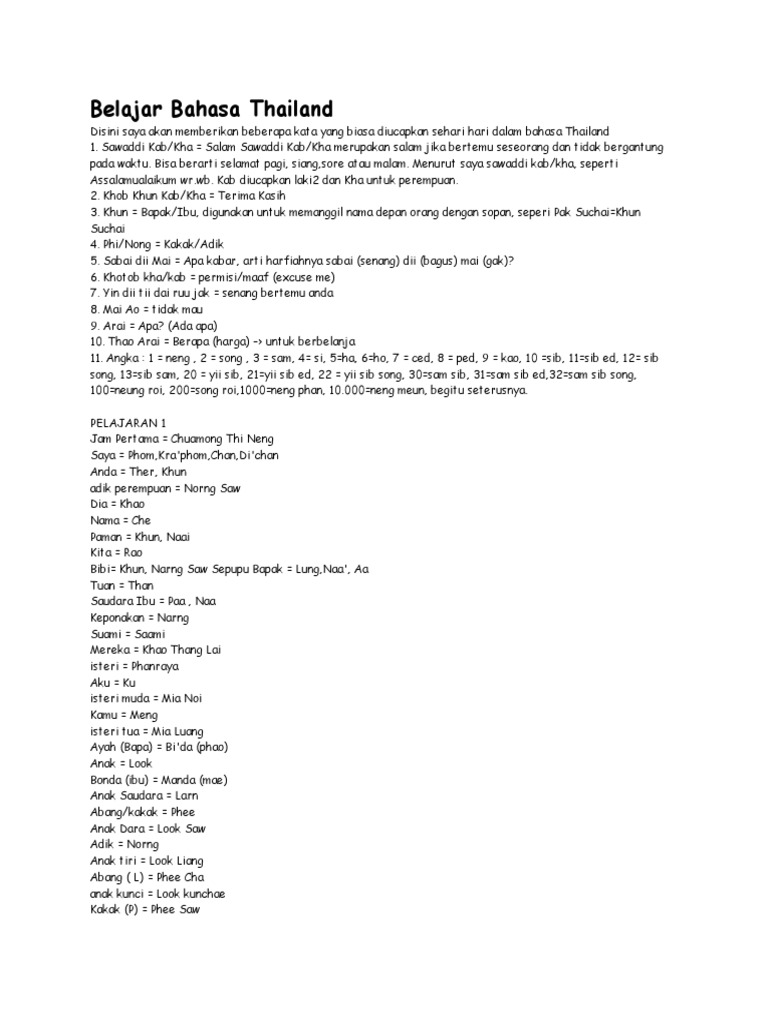 Belajar Bahasa Thailand Pdf