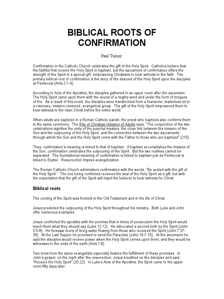 Biblical Roots of Confirmation | PDF | Confirmation | Pentecost
