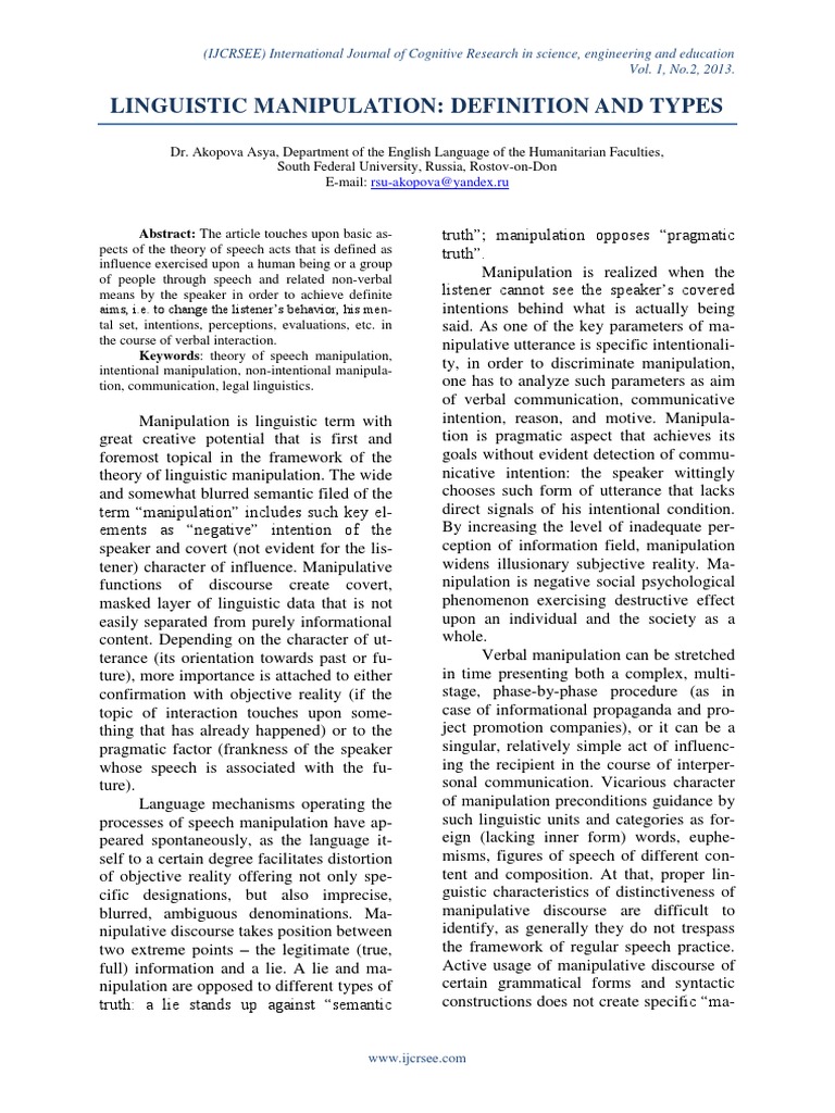 Understanding Linguistic Manipulation | PDF | Linguistics | Intention