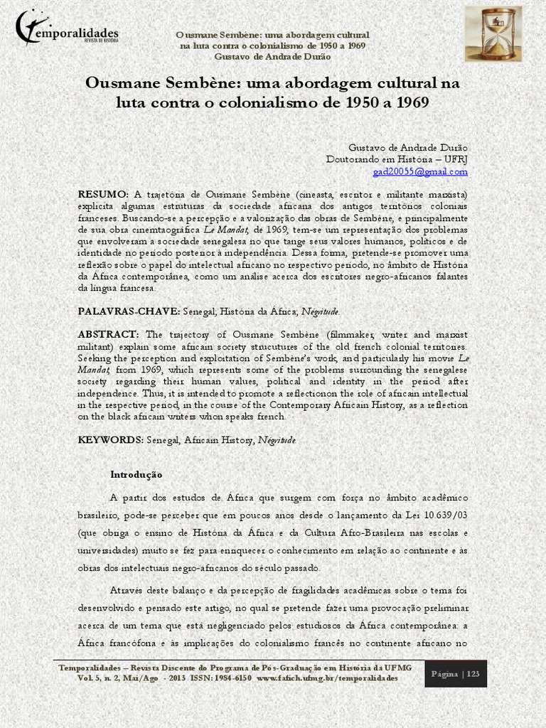 Ousmane Sembène: Uma Abordagem Cultural Na Luta Contra o Colonialismo ...