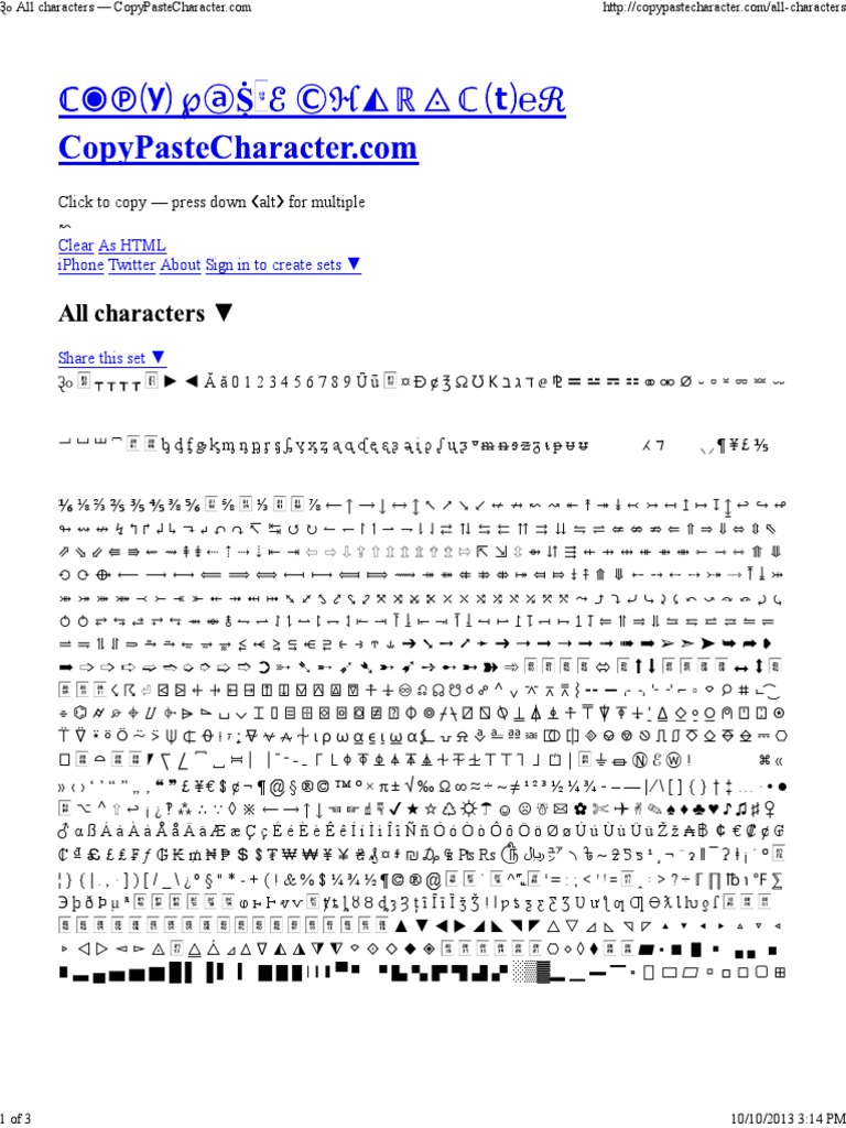 All Characters - CopyPasteCharacter | PDF