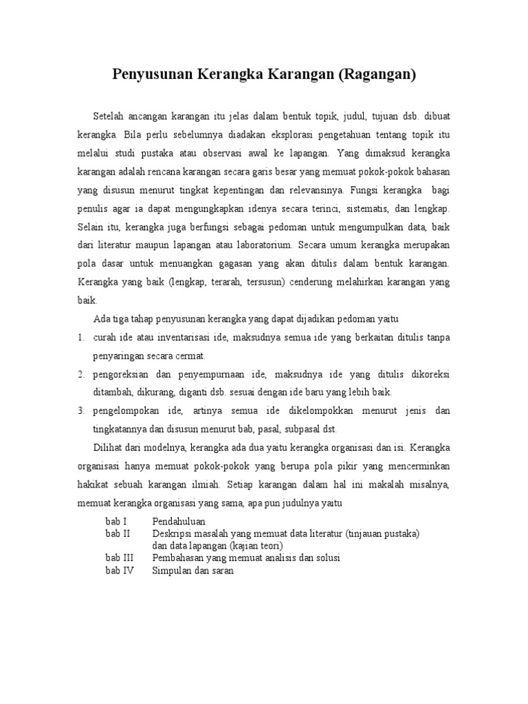 Penyusunan Kerangka Karangan Efektif | PDF