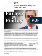 FARAGE on FRIDAY 'Working Classes Are the Bedrock of Ukip Vote, Not Disaffected Tories'.