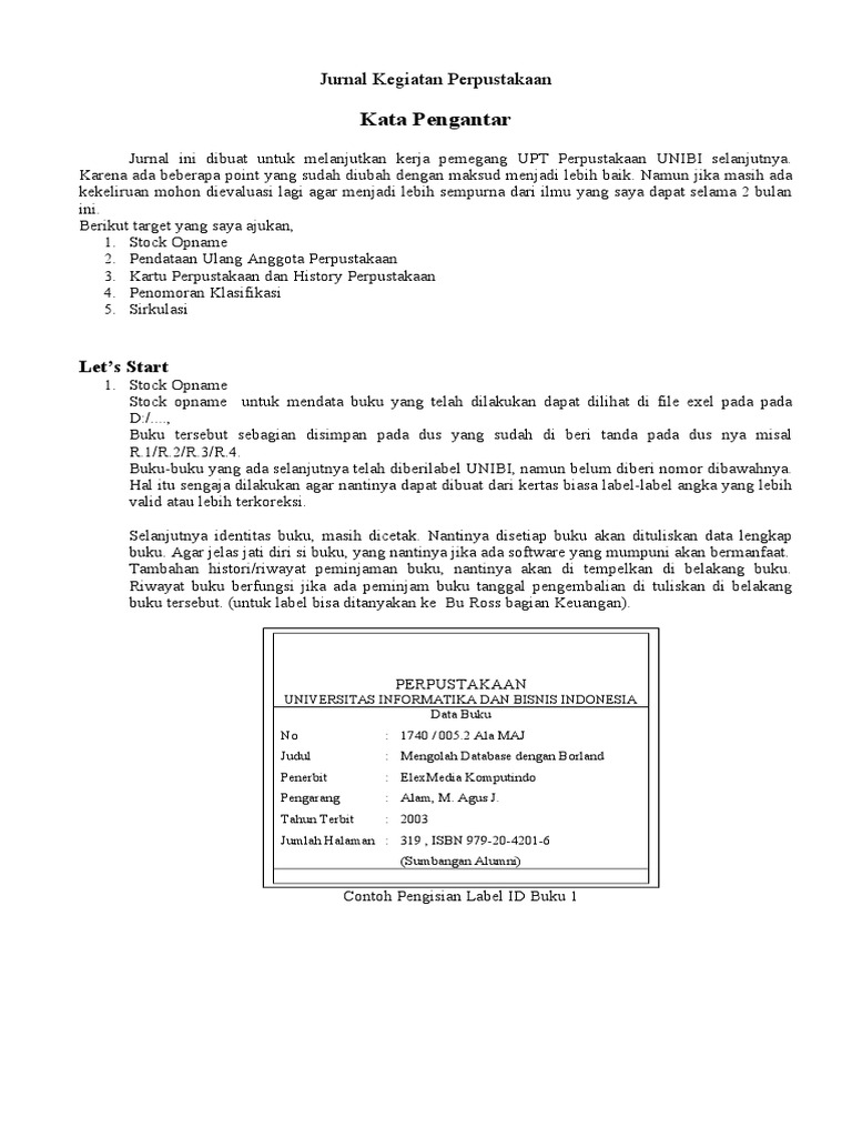Jurnal Kegiatan Perpustakaan
