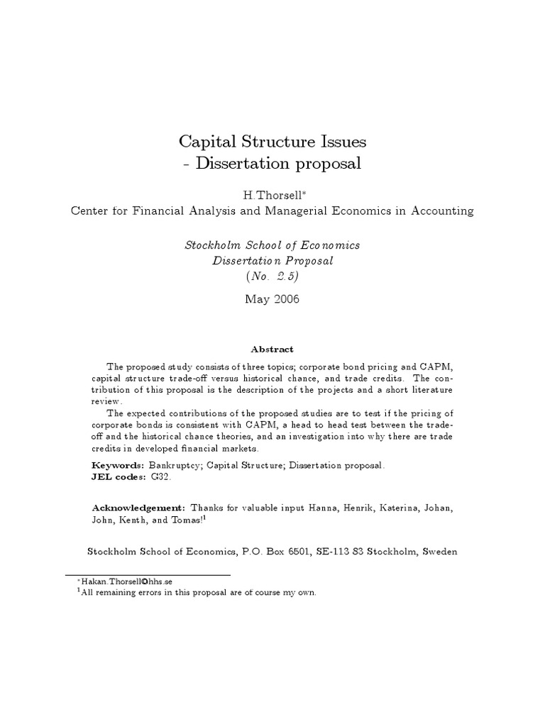 Phd thesis on capital structure