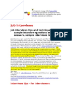 Job Interviews: Job Interviews Tips and Techniques, Sample Interview Questions and Answers, Sample Interviews Letters